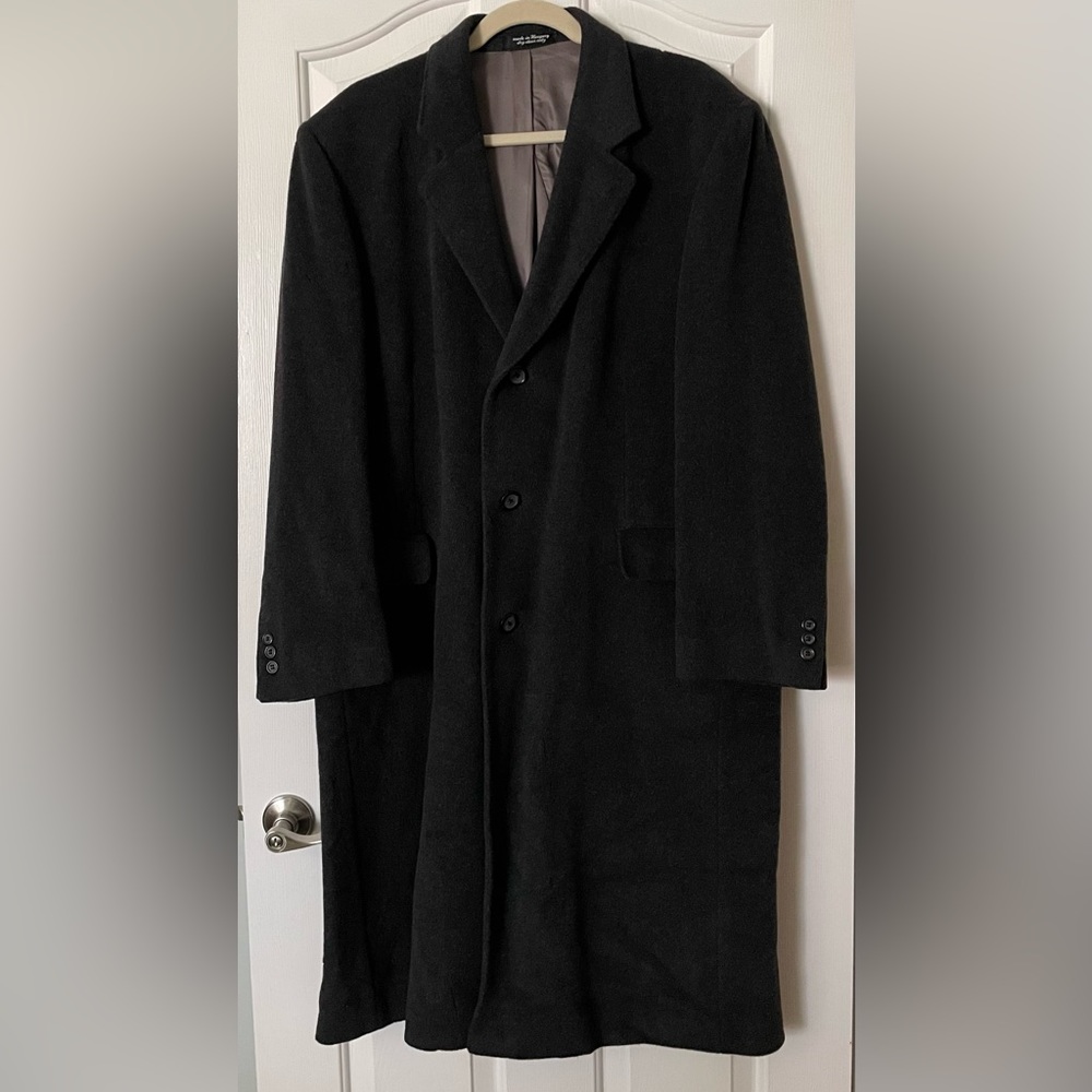 J G Hook Men’s Full Length Cashmere Blend  Heavy Coat, Size Large